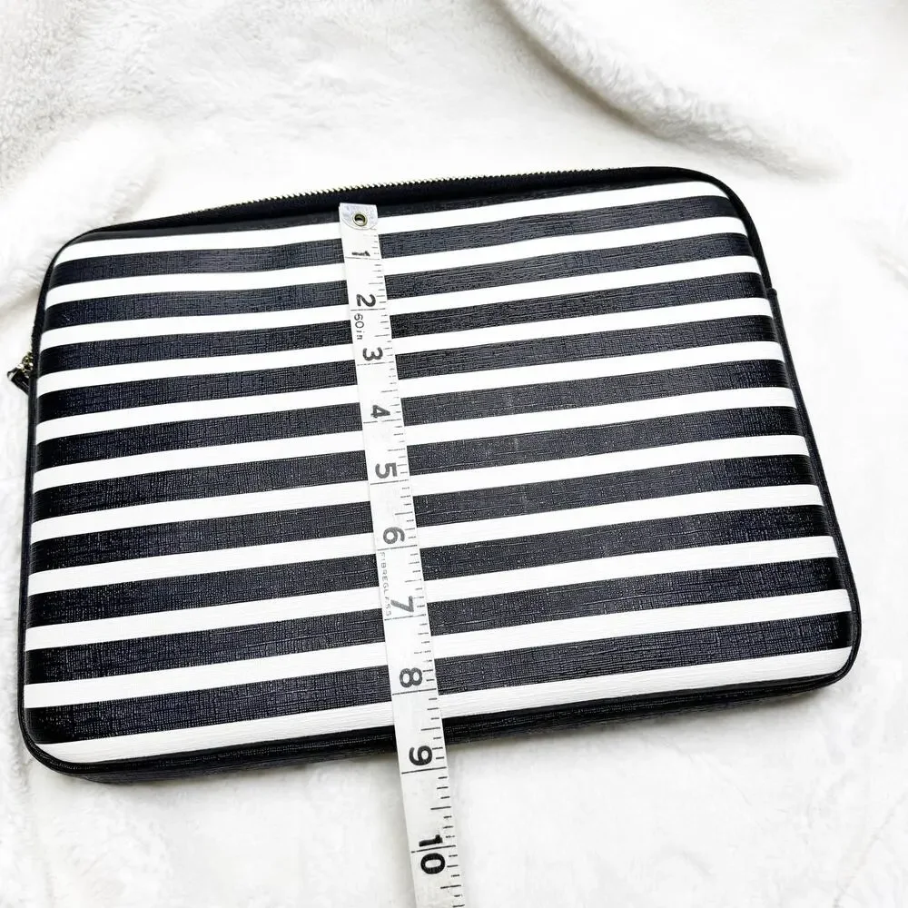 KATE SPADE New York Black & White Stripe Padded iPad Tablet Zip Case